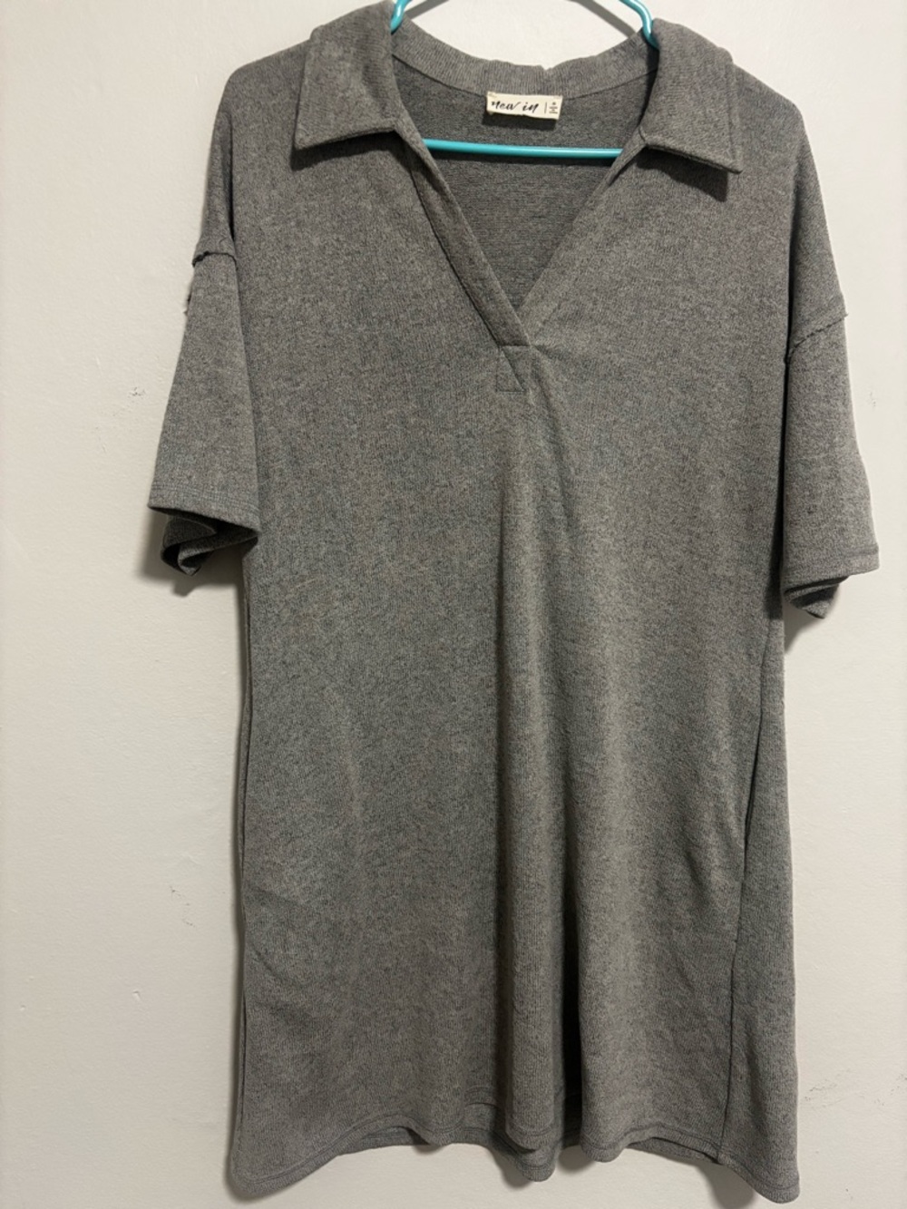 NWOT Gray Polo-Style Short Sleeve MINI DRESS